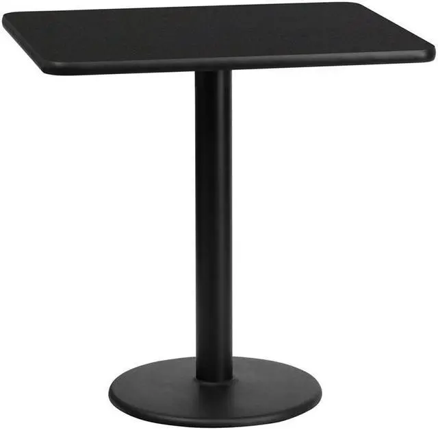 Alt view image 4 of 12 - 24'' x 30'' Rectangular Black Laminate Table Top with 18'' Round Table Height Base