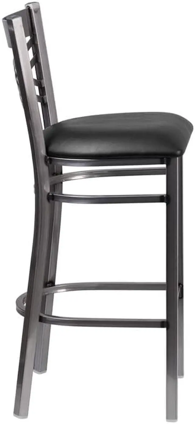 Alt view image 2 of 8 - Flash Furniture HERCULES Series Clear Coated ''X'' Back Metal Restaurant Barstool - Black Vinyl Seat