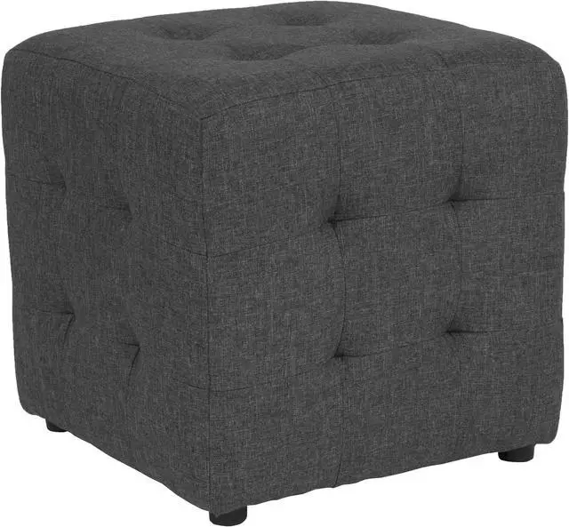 Alt view image 5 of 7 - Avendale Tufted Upholstered Ottoman Pouf in Dark Gray Fabric