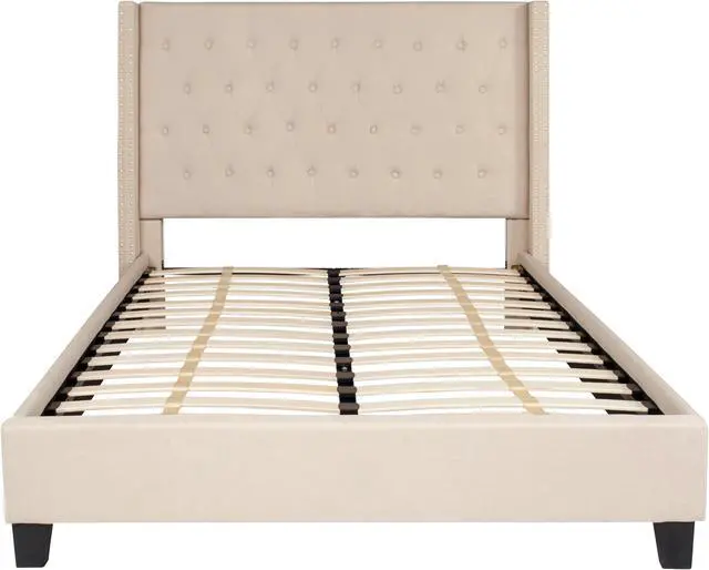 Alt view image 10 of 20 - Riverdale Full Size Tufted Upholstered Platform Bed in Beige Fabric