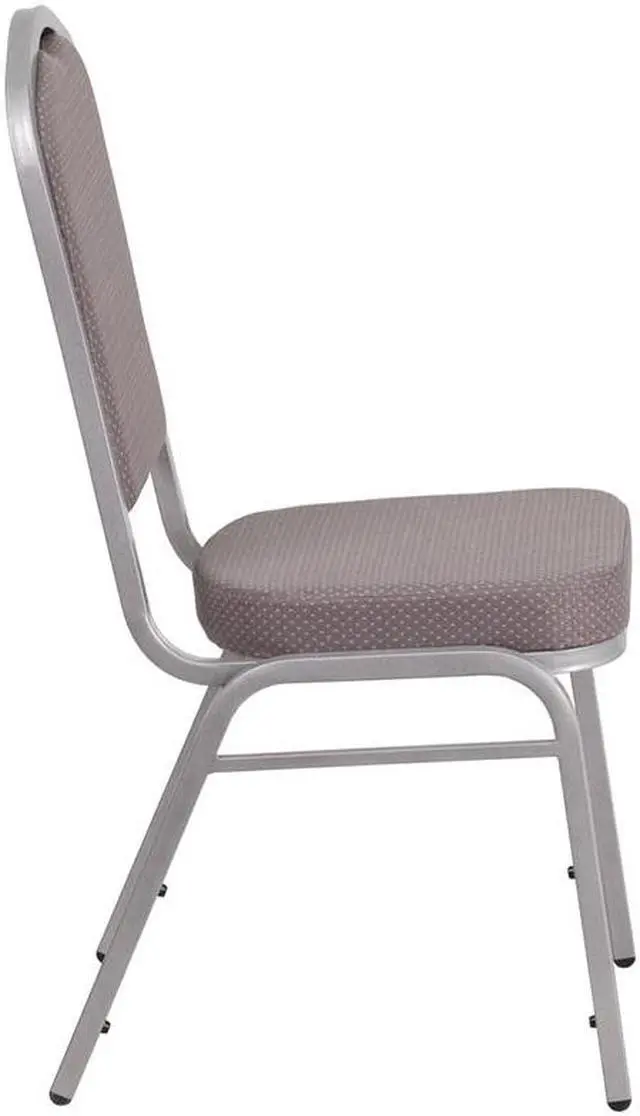 Alt view image 19 of 20 - HERCULES Series Crown Back Stacking Banquet Chair in Gray Dot Fabric - Silver Frame