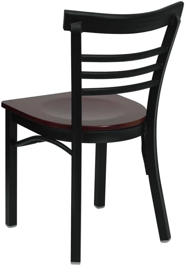 Alt view image 3 of 6 - Flash Furniture XU-DG6Q6B1LAD-MAHW-GG Hercules Series Black Ladder Back Metal Restaurant Chair with Mahogany Wood Seat