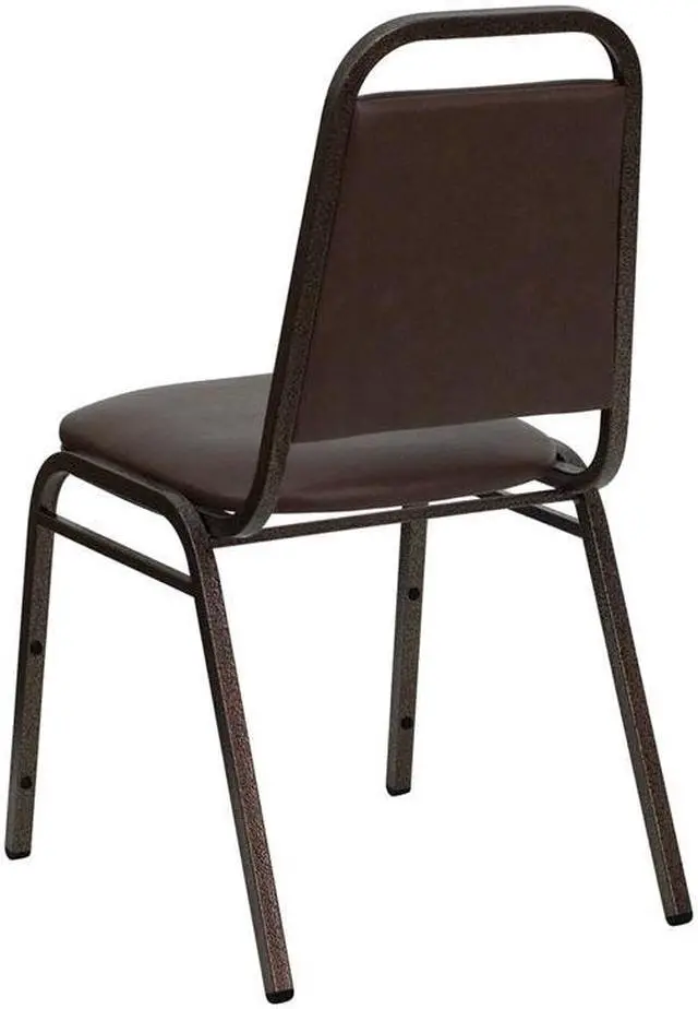 Alt view image 20 of 20 - HERCULES Series Trapezoidal Back Stacking Banquet Chair in Brown Vinyl - Copper Vein Frame