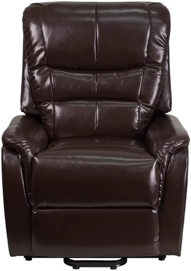 Alt view image 7 of 20 - HERCULES Series Brown LeatherSoft Remote Powered Lift Recliner