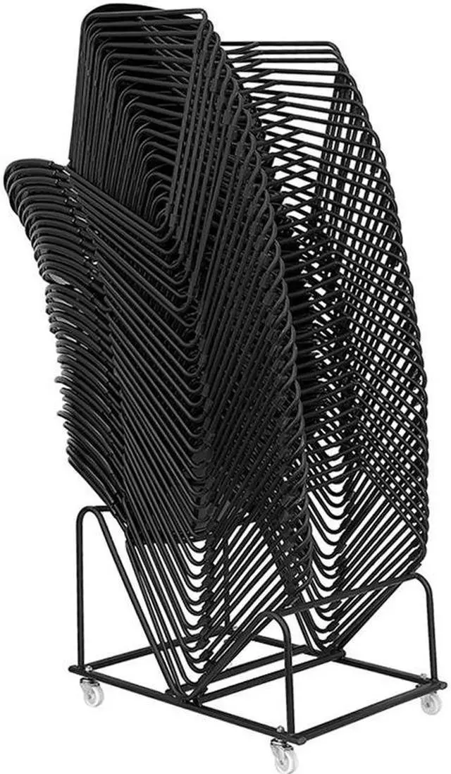 Alt view image 20 of 20 - HERCULES Series 880 lb. Capacity Black Ultra-Compact Stack Chair with Chrome Frame