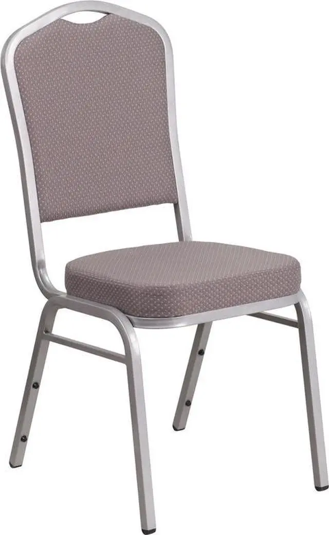 Alt view image 18 of 20 - HERCULES Series Crown Back Stacking Banquet Chair in Gray Dot Fabric - Silver Frame