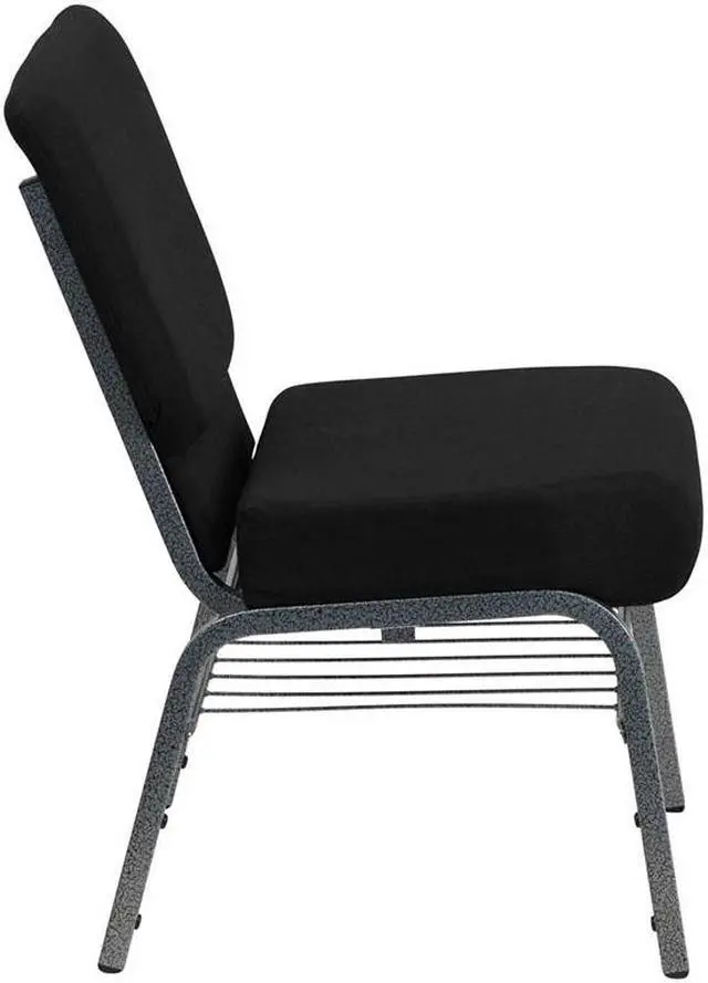 Alt view image 9 of 20 - Flash Furniture Hercules Series Fabric Church Chair, 21", Black/Silvervein