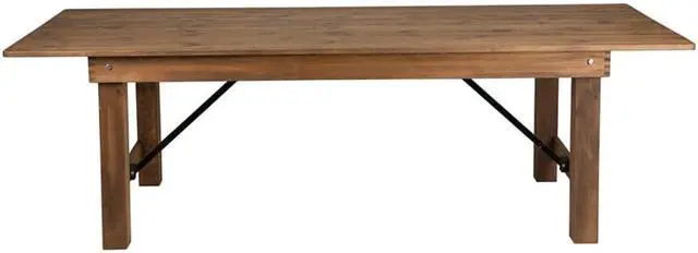 Alt view image 2 of 3 - Flash Furniture HERCULES Series 8' x 40'' Antique Rustic Solid Pine Folding Farm Table