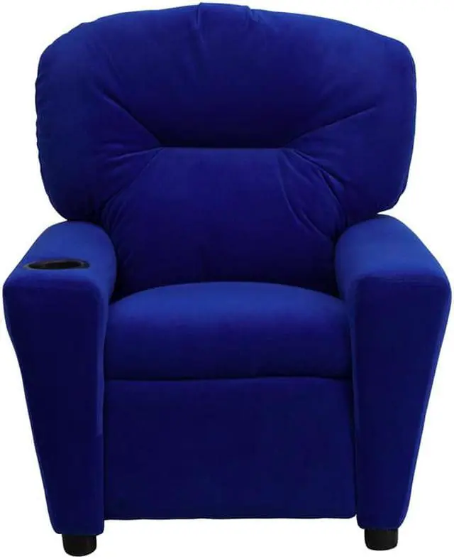 Alt view image 19 of 20 - Contemporary Blue Microfiber Kids Recliner with Cup Holder