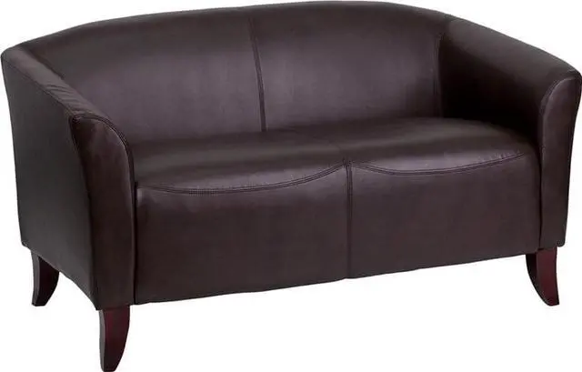 Alt view image 9 of 20 - Flash Furniture 111-2-BN-GG Hercules Imperial Series Leather Love Seat, Brown/Cherry
