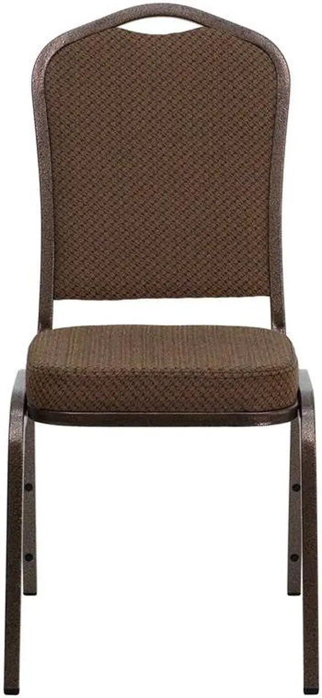 Alt view image 15 of 20 - HERCULES Series Crown Back Stacking Banquet Chair in Brown Patterned Fabric - Copper Vein Frame