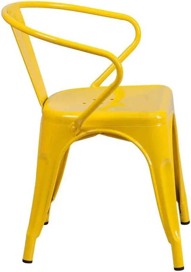 Alt view image 18 of 20 - Commercial Grade Yellow Metal Indoor-Outdoor Chair with Arms