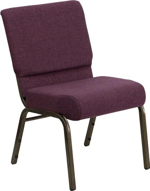 Main image of Flash Furniture FD-CH0221-4-GV-005-GG Hercules Series 21-Inch Extra Wide Plum Stacking Church Chair with Gold Vein Frame