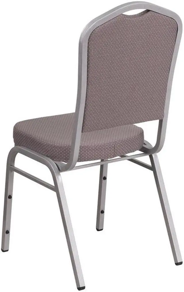 Alt view image 20 of 20 - HERCULES Series Crown Back Stacking Banquet Chair in Gray Dot Fabric - Silver Frame