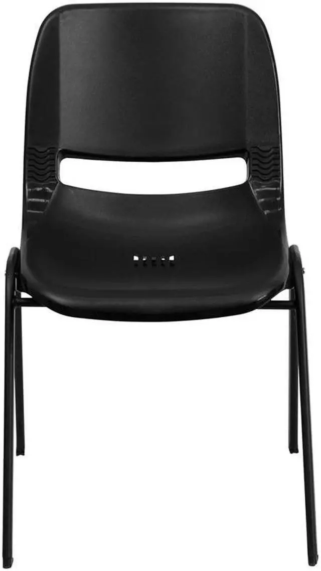 Alt view image 10 of 19 - HERCULES Series 880 lb. Capacity Black Ergonomic Shell Stack Chair with Black Frame