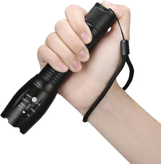 Alt view image 2 of 7 - 2 x Tactical Flashlight Ultrafire T6 High Powered 5 Modes Zoom Aluminum +Battery