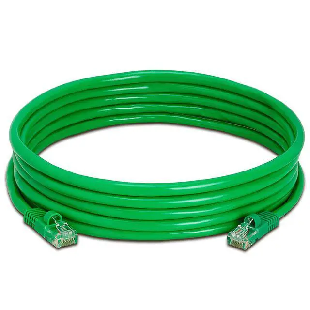 Alt view image 2 of 2 - Cmple - RJ45 CAT5 CAT5E ETHERNET LAN NETWORK CABLE -15 FT Green