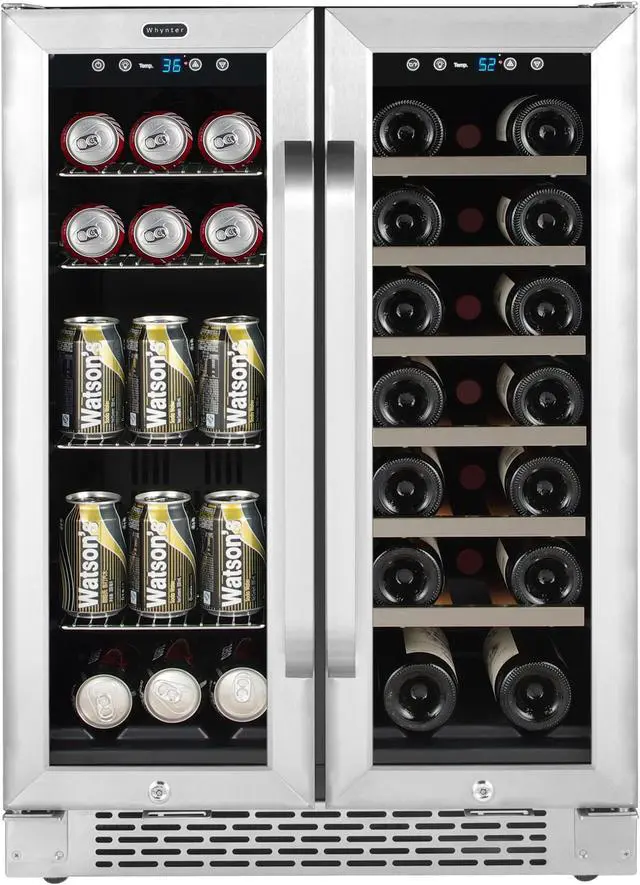 Main image of Whynter 24 Inch Built-In French Door Dual Zone 20 Bottle Wine Refrigerator 60 Can Beverage Center