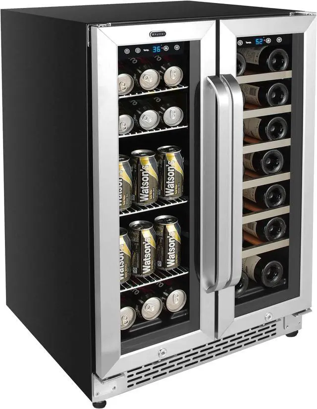 Alt view image 4 of 12 - Whynter 24 Inch Built-In French Door Dual Zone 20 Bottle Wine Refrigerator 60 Can Beverage Center