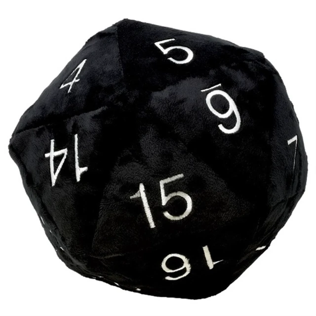 Alt view image 3 of 6 - D20 10" Jumbo Plush Dice - Black w/Silver MINT/New