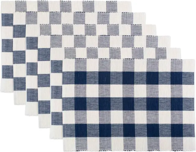 Main image of DII Navy Buffalo Check Ribbed Placemat (Set of 6)