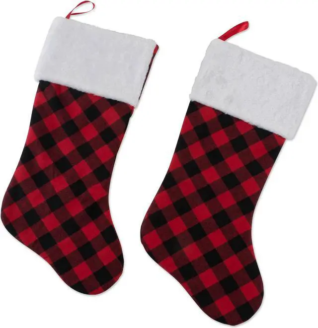 Main image of DII Holiday Stockings Red And Black Buffalo Check(Set of 2)