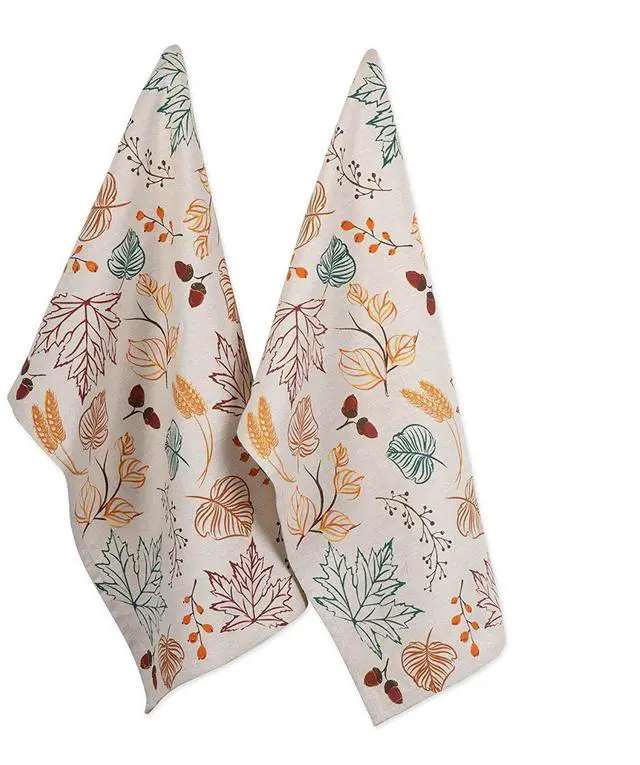 Main image of DII Autumn Leaves Printed Dishtowel(Set of 2)