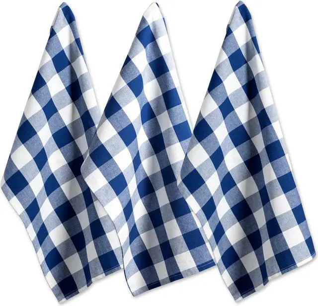 Main image of DII Navy Buffalo Check Dishtowel (Set of 3)