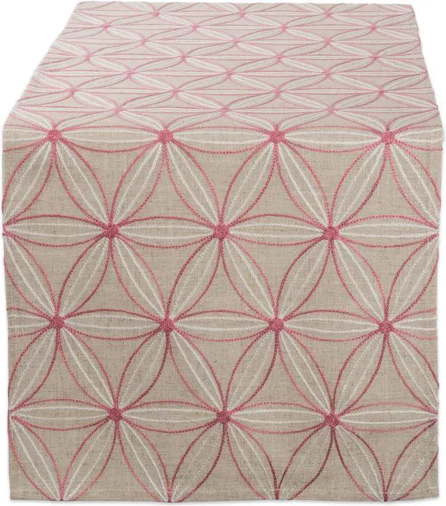 Main image of DII Natural Base Embroidered Flowers Table Runner