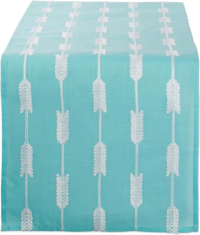 Main image of DII Aqua Base Embroidered Arrow Fletching Table Runner