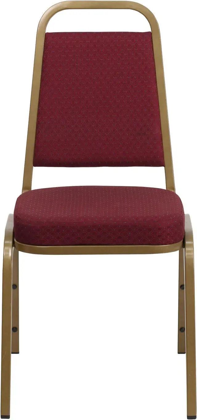 Alt view image 18 of 20 - HERCULES Series Trapezoidal Back Stacking Banquet Chair in Burgundy Patterned Fabric - Gold Frame