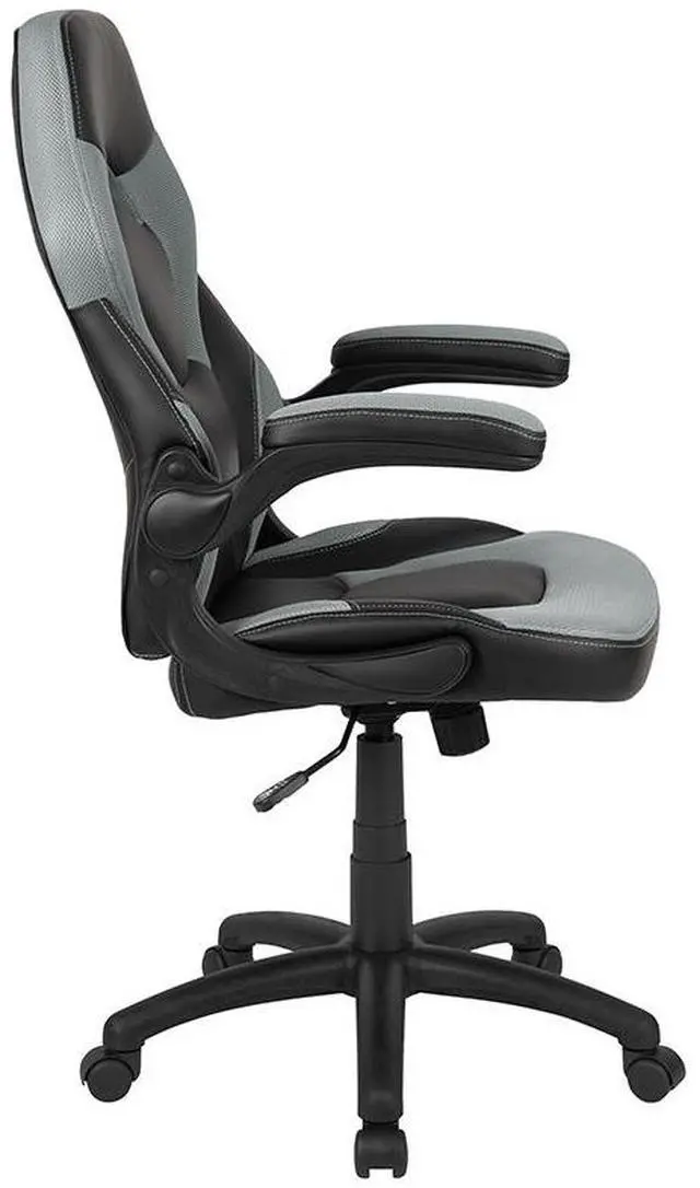 Alt view image 20 of 20 - X10 Gaming Chair Racing Office Ergonomic Computer PC Adjustable Swivel Chair with Flip-up Arms, Gray/Black LeatherSoft