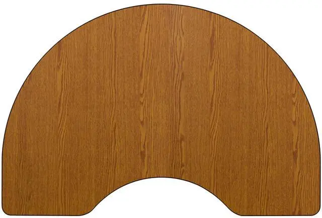 Alt view image 7 of 9 - 48''W x 72''L Kidney Oak Thermal Laminate Activity Table - Height Adjustable Short Legs