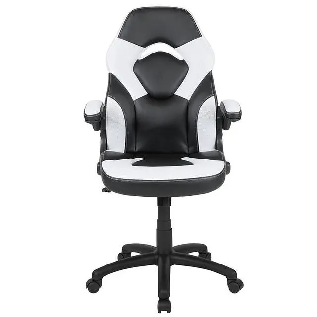 Alt view image 15 of 18 - X10 Gaming Chair Racing Office Ergonomic Computer PC Adjustable Swivel Chair with Flip-up Arms, White/Black LeatherSoft