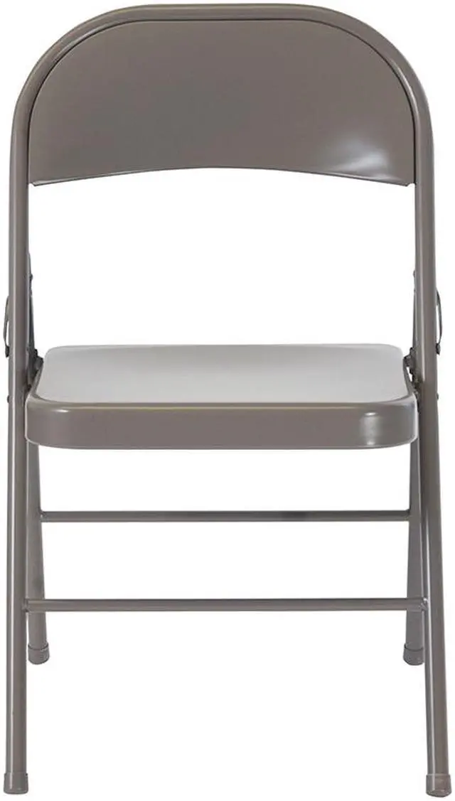 Alt view image 14 of 20 - 2 Pk. HERCULES Series Double Braced Gray Metal Folding Chair