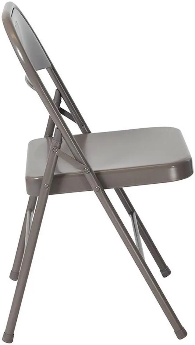 Alt view image 12 of 20 - 2 Pk. HERCULES Series Double Braced Gray Metal Folding Chair