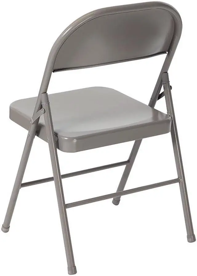 Alt view image 13 of 20 - 2 Pk. HERCULES Series Double Braced Gray Metal Folding Chair