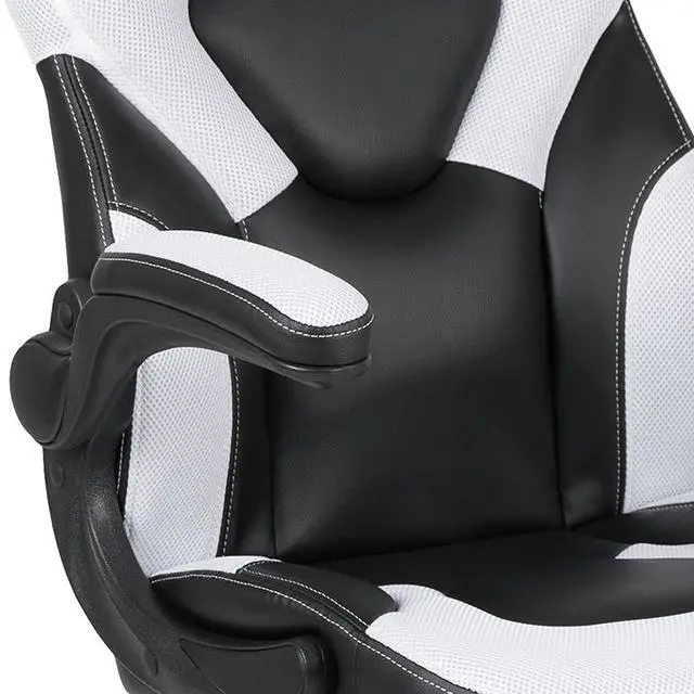 Alt view image 17 of 18 - X10 Gaming Chair Racing Office Ergonomic Computer PC Adjustable Swivel Chair with Flip-up Arms, White/Black LeatherSoft