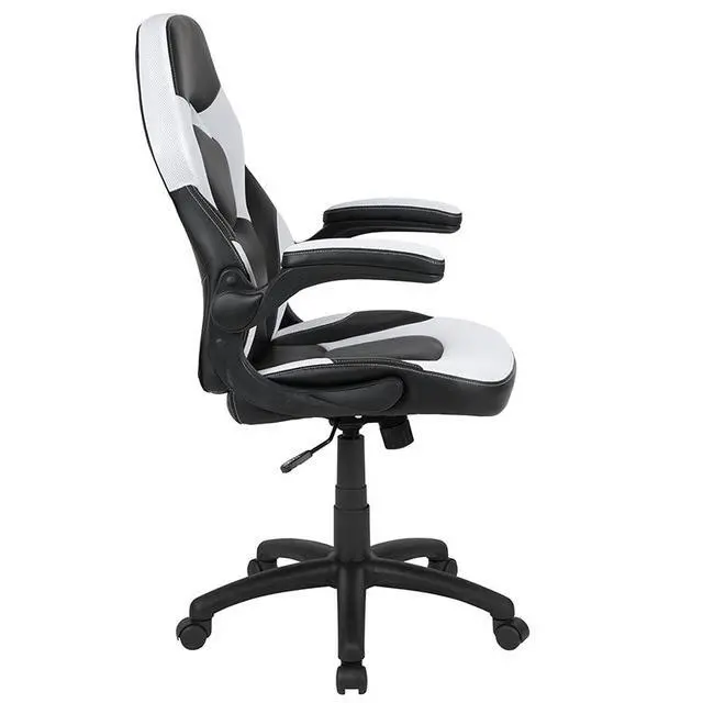 Alt view image 13 of 18 - X10 Gaming Chair Racing Office Ergonomic Computer PC Adjustable Swivel Chair with Flip-up Arms, White/Black LeatherSoft