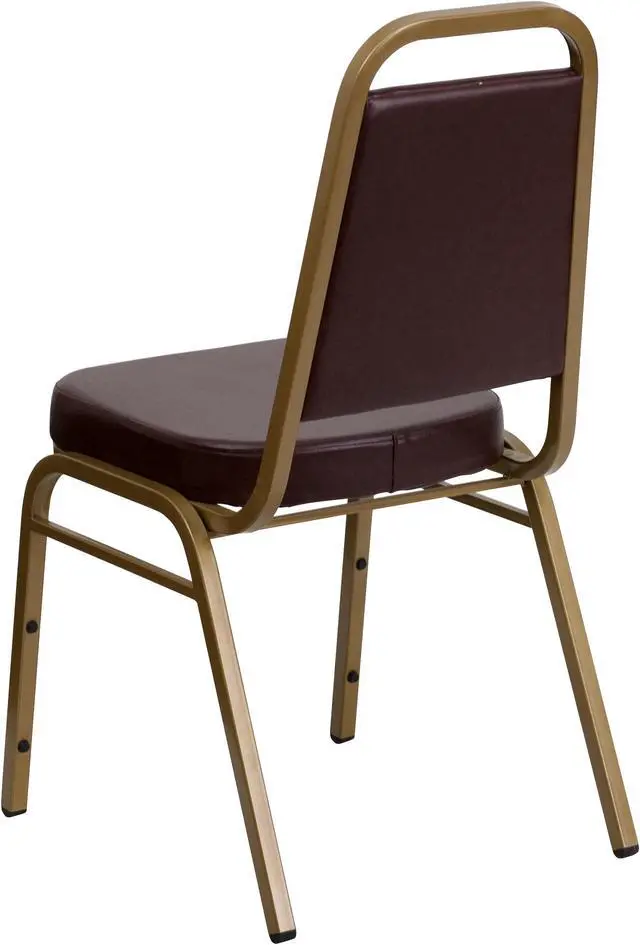 Alt view image 19 of 20 - HERCULES Series Trapezoidal Back Stacking Banquet Chair in Brown Vinyl - Gold Frame