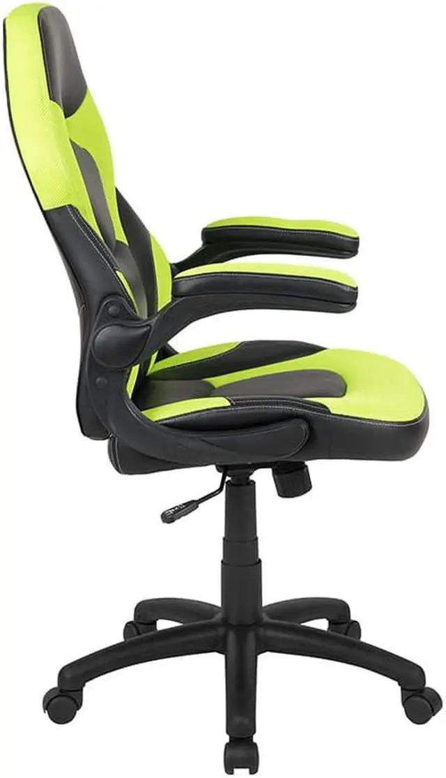 Alt view image 12 of 17 - X10 Gaming Chair Racing Office Ergonomic Computer PC Adjustable Swivel Chair with Flip-up Arms, Neon Green/Black LeatherSoft