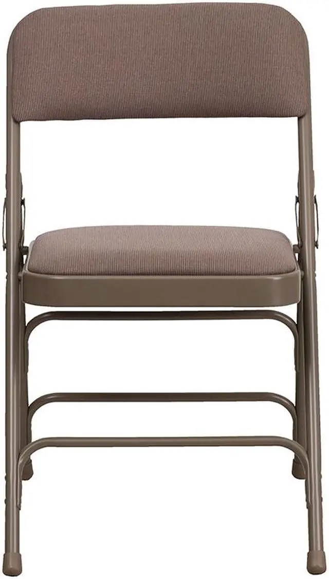 Alt view image 15 of 20 - 2 Pk. HERCULES Series Curved Triple Braced & Double Hinged Beige Fabric Metal Folding Chair