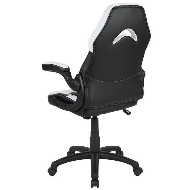 Alt view image 14 of 18 - X10 Gaming Chair Racing Office Ergonomic Computer PC Adjustable Swivel Chair with Flip-up Arms, White/Black LeatherSoft