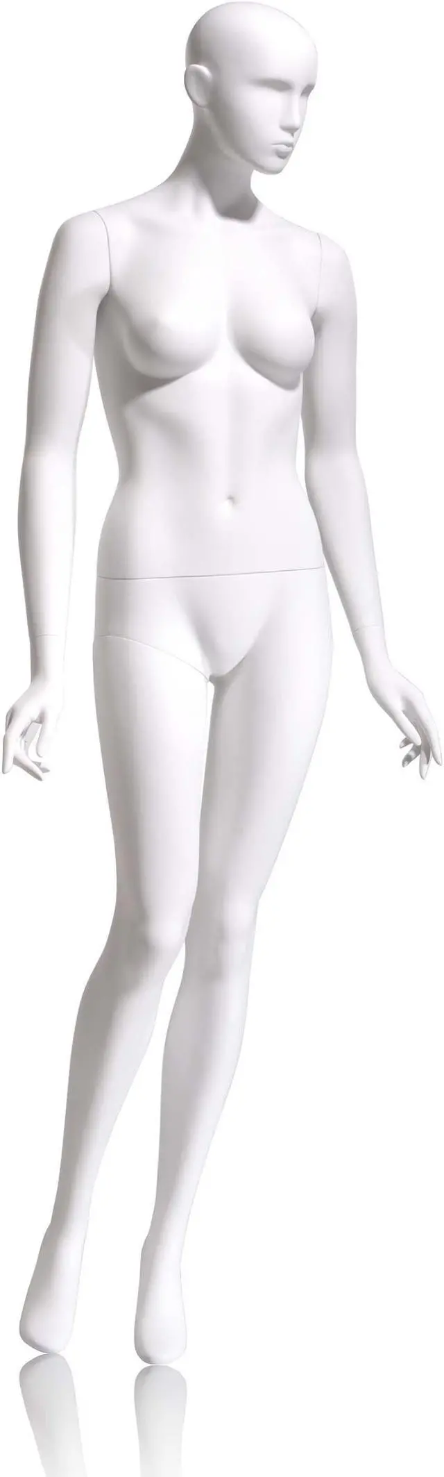 Alt view image 2 of 3 - Econoco EVE-5H Female Mannequin - Abstract head, Arms by Side, Right Leg Slightly Bent