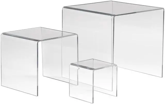 Main image of Set of 3 Acrylic Display Risers (3", 5" & 7") - Clear Color,Pack Size - 6