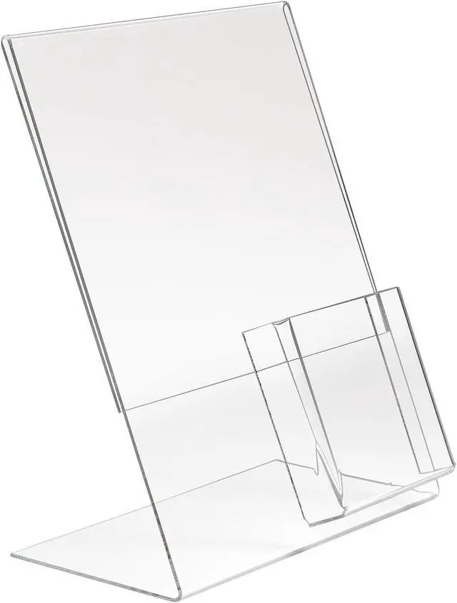 Main image of 8-1/2"W x 11"H Acrylic Slantback w/ 4" Pocket for Counter Top - Clear Color,Pack Size - 6