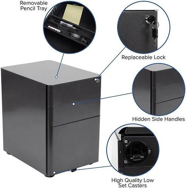 Alt view image 11 of 20 - Flash Furniture 39" Desk Office Bundle Set Black (BLNNAN21CPX5LBK)
