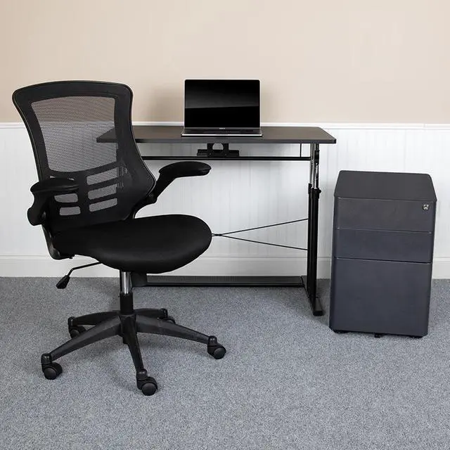 Alt view image 13 of 20 - Flash Furniture 39" Desk Office Bundle Set Black (BLNNAN21CPX5LBK)