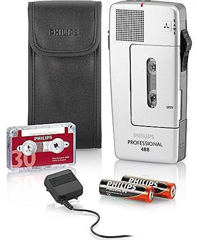 Alt view image 4 of 4 - Philips LFH048800B Pocket Memo 488 Slide Switch Mini Cassette Dictation Recorder