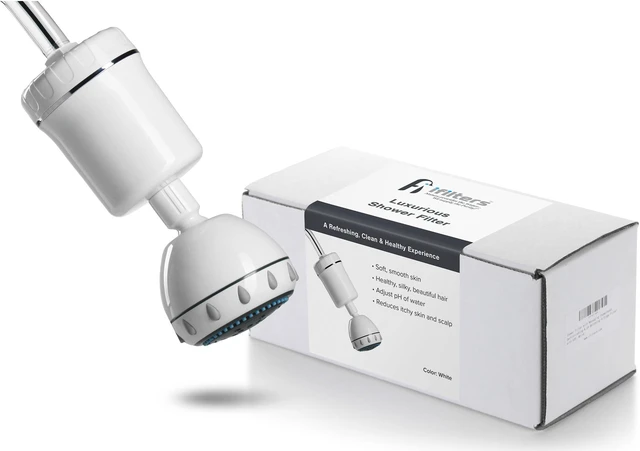 Alt view image 2 of 2 - iFilters IF-SF-WH Shower Filter with Massaging Showerhead, Dechlorinating & pH Balancing 4 Stage Filter with KDF, White